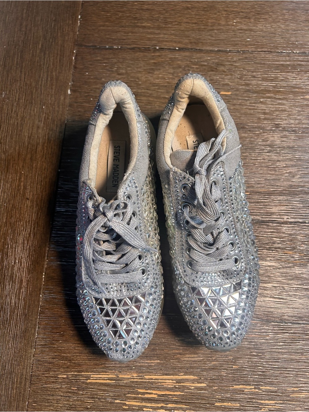Steve Madden Leather Carissa rhinestone platform sneakers size 7 - Picture 6 of 10